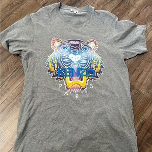 Kenzo Gray Tee with Vibrant Tiger Design